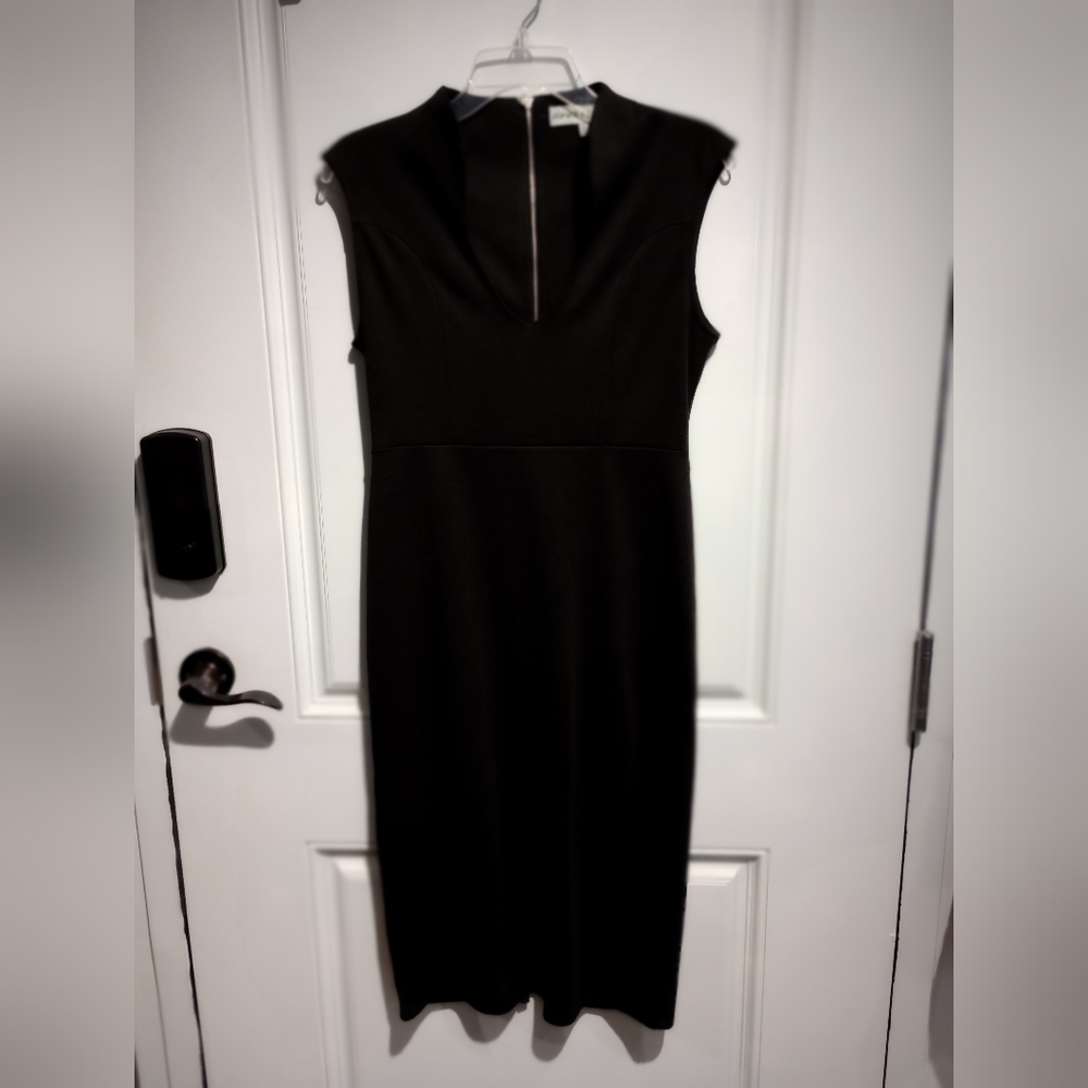 Almost famous women's dress v neck midi stretch sleeveless size large black